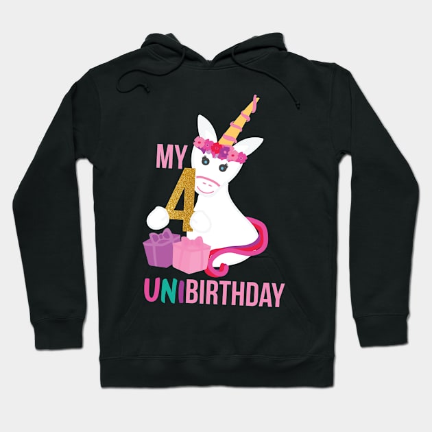 My 4th UNIBIRTHDAY - Unicorn Birthday party Hoodie by sigdesign